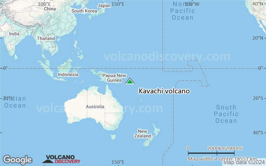 Map of the Solomon Islands showing the location of Kavachi submarine volcano south of Vangunu Island in the southwest Pacific.
