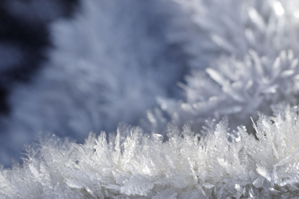Thermometer reading 32 degrees Fahrenheit as ice forms on a winter water surface.